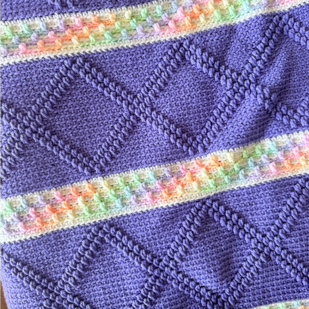 Purple and Multicolor Knit Quilt